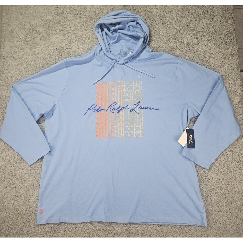 Polo Ralph Lauren Hoodie 3XB Blue Graphic Logo Print Shop Big & Tall NWT